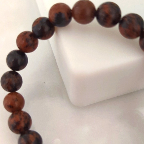 Mahogany Obsidian 8mm Beaded Stretch Bracelet - New - Picture 3 of 3